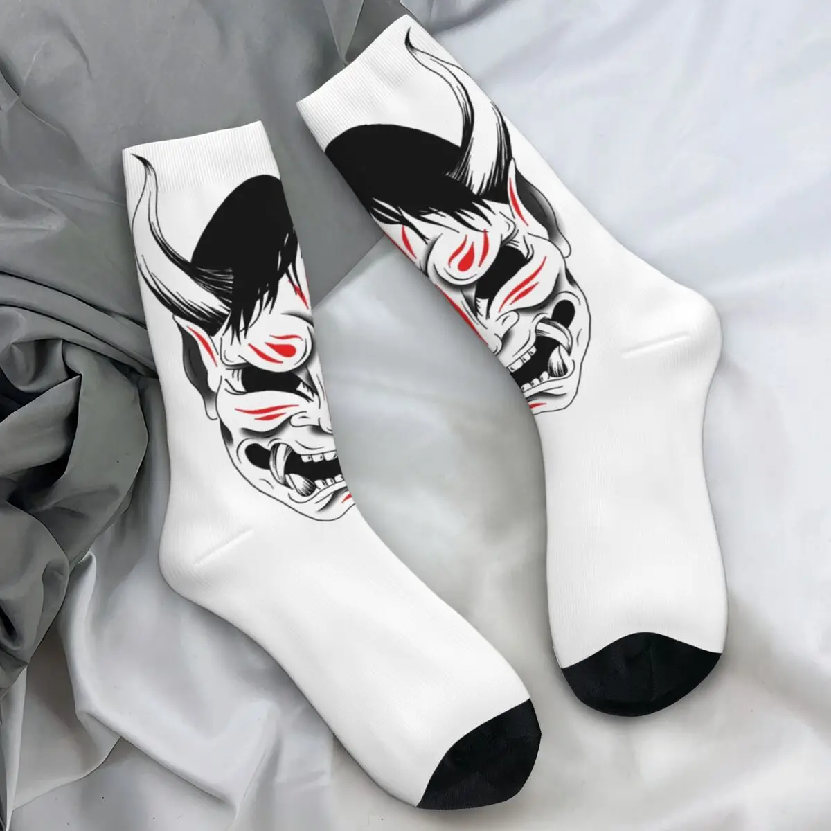 

Hannya Horror Face Stockings Pattern Gothic Socks Winter Anti Sweat Socks Adults Men Running Warm Soft Socks