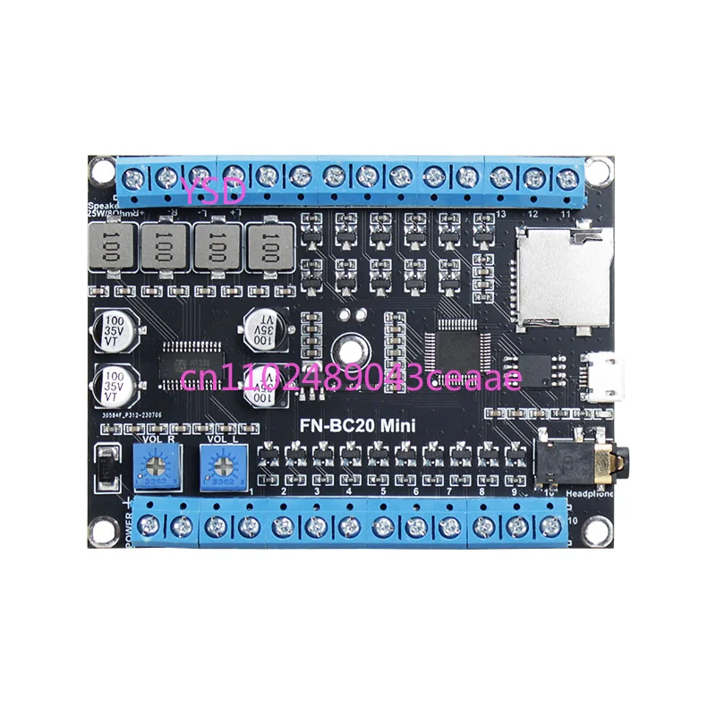 20 Input Trigger Voice Module, Class D 50W Total Power MP3 Player Board for Broadcast Projects