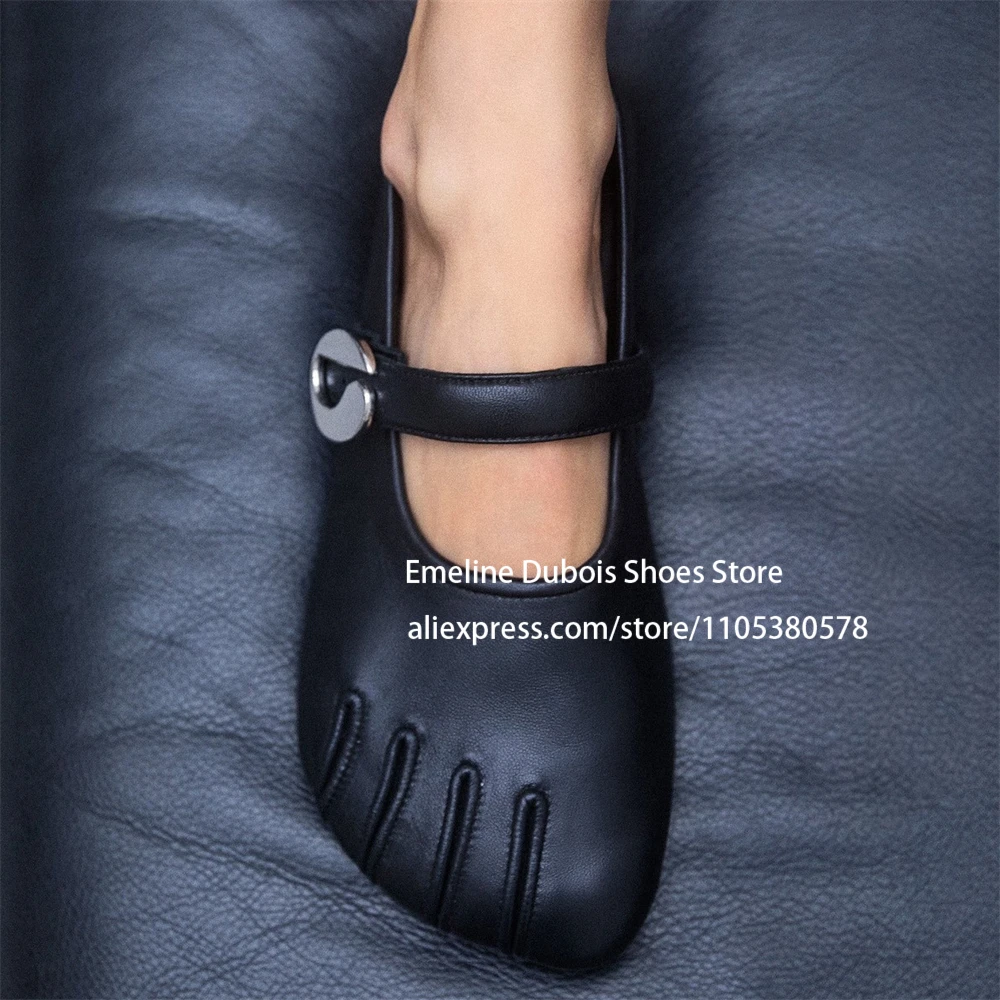 Silver Rhinestone Five Finger Flats with Black Strap Buckle Mary Jane Style Comfortable Casual Shoes for Women Custom Color