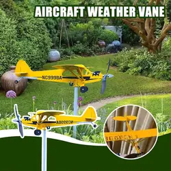 Metal Airplane Weathervane 3D Piper J3 Cub Wind Spinner Windmill Garden Decor Home Outdoor Roof Plane Indicator Wind Direct P1C8