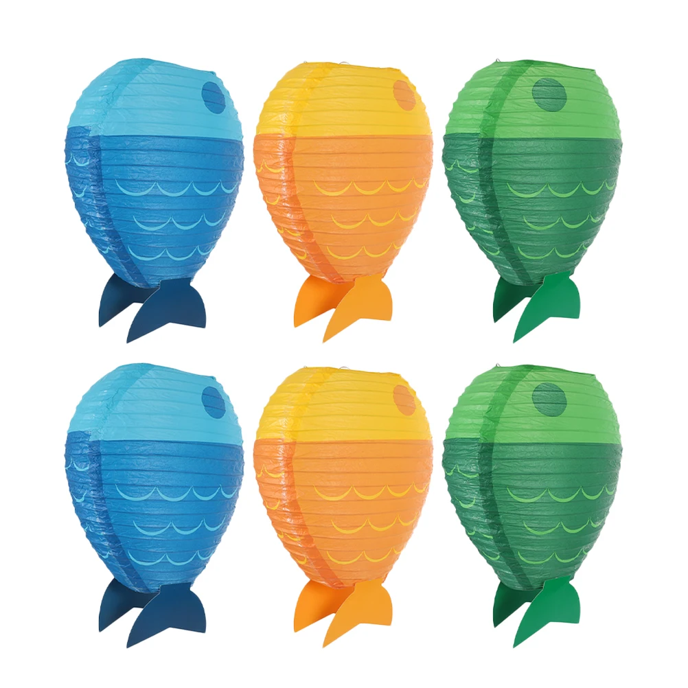 

6 Pcs Fish Shaped Paper Lanterns Reusable Decorative Fish Paper Lantern Festival Decorative Lantern Creative Paper Fish Lantern