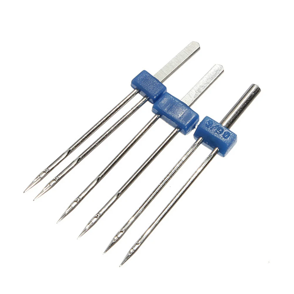 1 قطعة ماكينة خياطة التوأم الإبر مجموعة 2.0/90 3.0/90 4.0/90 الفضة دائم معدن البلاستيك مستقيم غرزة خطوط الزخرفية