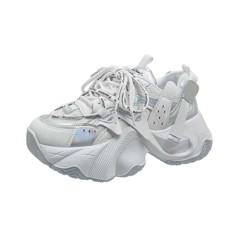 Scarpe da papà in rete cava per donna 2024 estate nuova moda sportiva Casual versatili scarpe da donna a vita alta con suola spessa DJ-M801