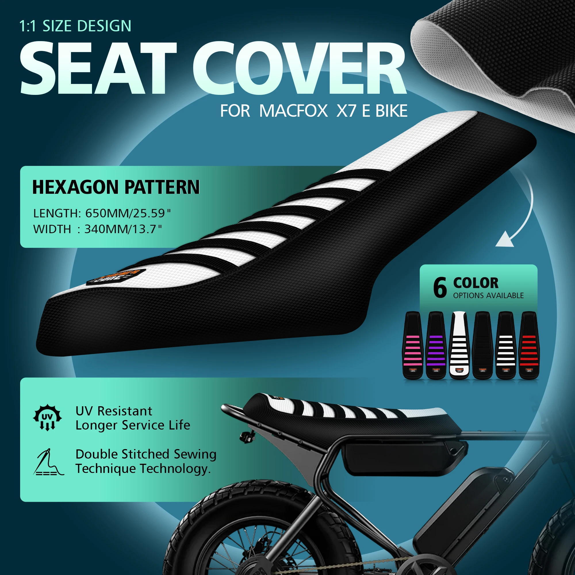 Powerzone Motorcycle Seat Cover Ribbed Cushion Protector For Macfox X7 / X7L / X1S /X2 Waterproof Off-road E-bikes Parts