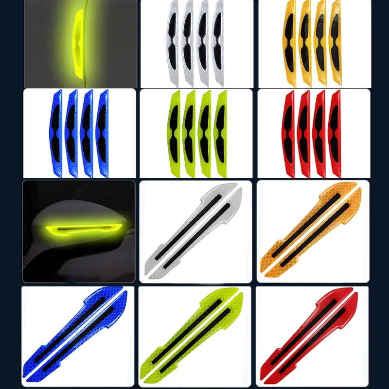 Car Reflective Stickers Door Edge Anti-collision Strips Reflective Car Safety Rearview Mirror Warning Stickers Body Scratch