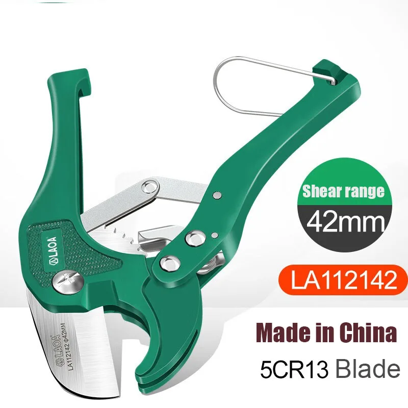 LAOA 42mm Pipe Cutter Aluminum Alloy Tube Cutting PPR Pipe Tube Cutter 5CR13 Blade PVC/CPVC Ratchet Scissors Hand Tools