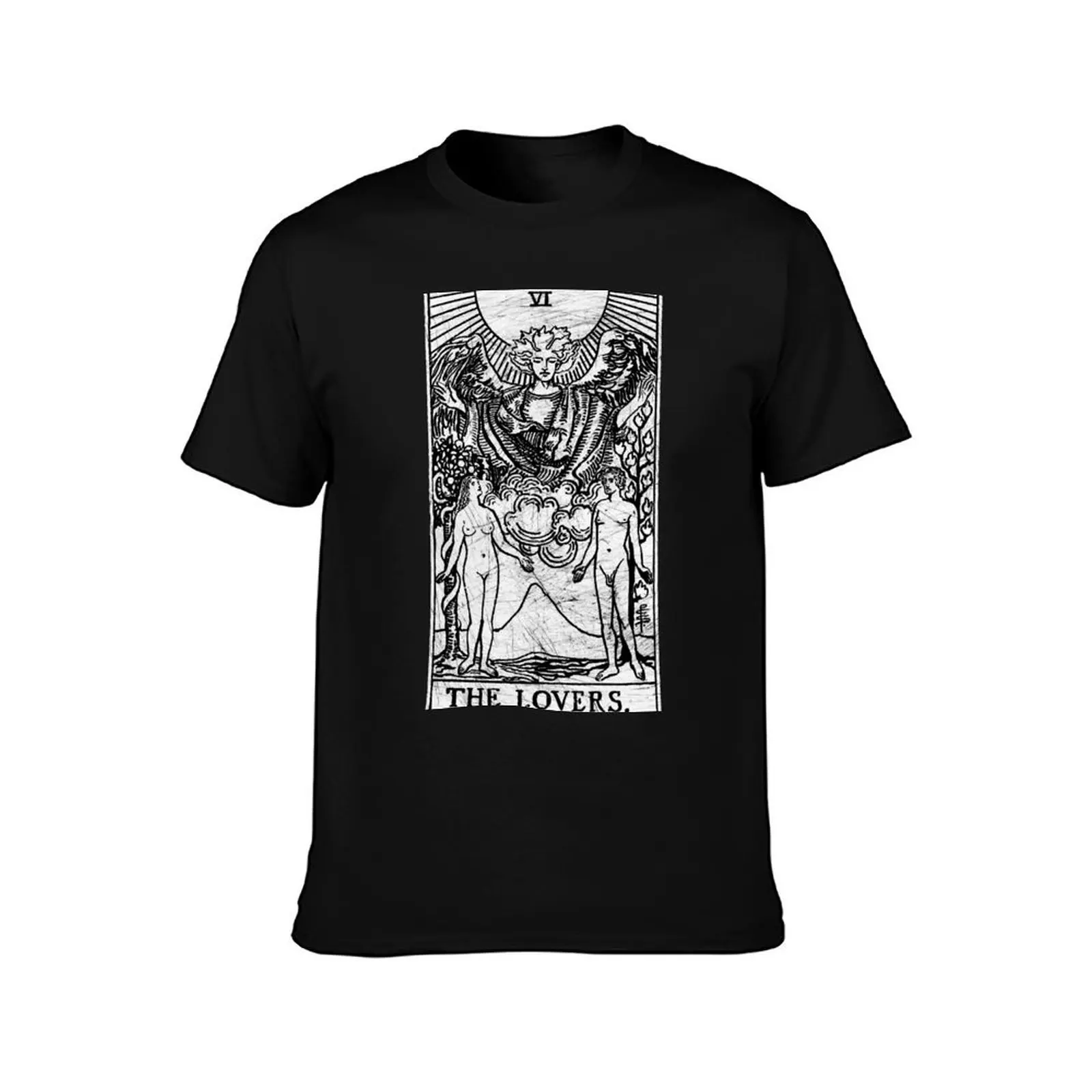 The Lovers Tarot Card - Major Arcana - fortune telling - occult T-Shirt, Summer Casual Cotton Tee, Oversized Streetwear Tops