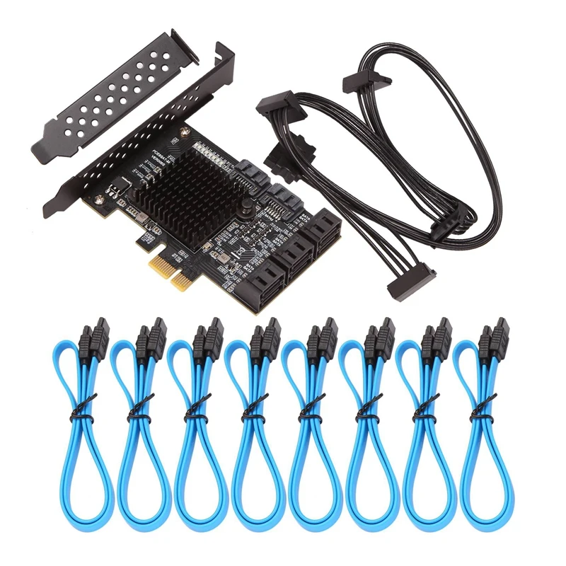 PCIE SATA Card 8 Port, 6Gbps SATA 3.0 Pcie Card, Pcie To SATA Controller Expansion Card, Upport 8 SATA 3.0 Devices