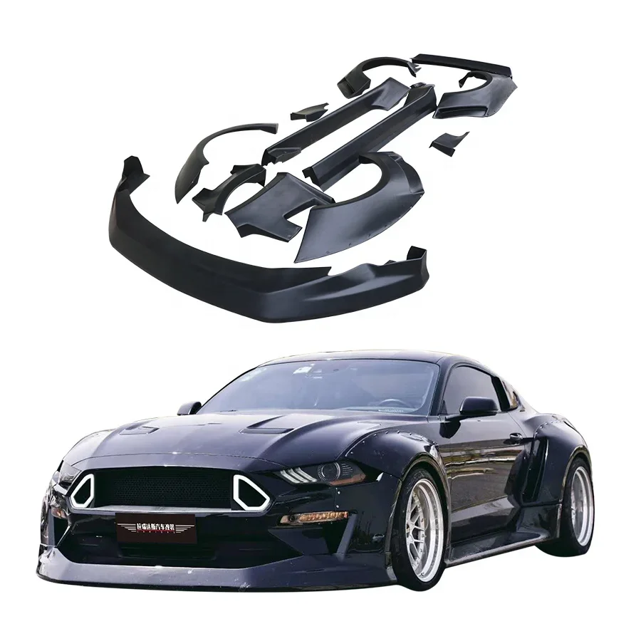 

For Mustang Wide Body Kit with Front Lip Spoiler Side Skirts Fender Flares Accessories
