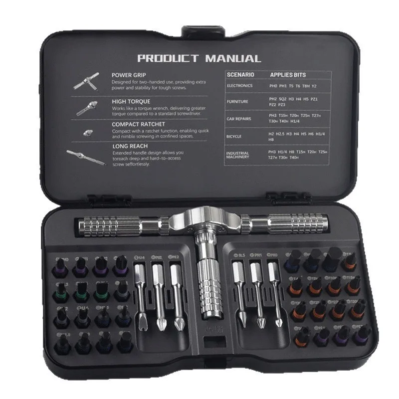2026 New 24-in-1 Multifunctional Ratchet Screwdriver Kit, Hardened Magnetic Bits Household Hand Tool Set