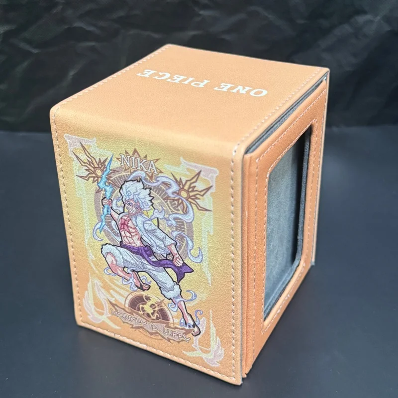 Suitable for One Piece Nika Theme Card Box Venue Center Card Monkey D. Luffy PU Magnetic Flip-open Window Game Card Storage Box