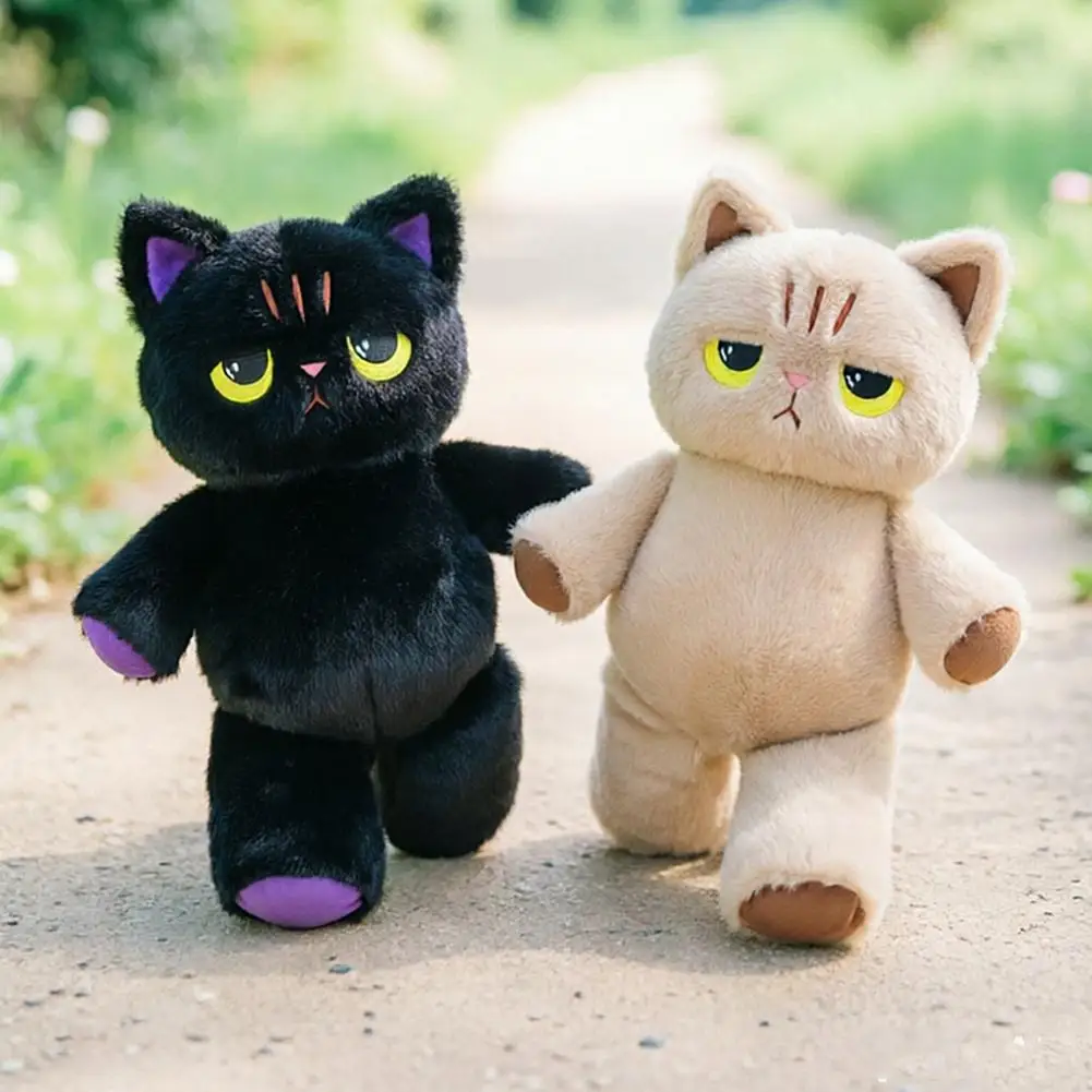 Cute Grumpy Cat Plush Toy Soft Fat Kitty Stuffed Animal Doll Kawaii Black White Angry Cat Plushie Cushion Birthday Gifts
