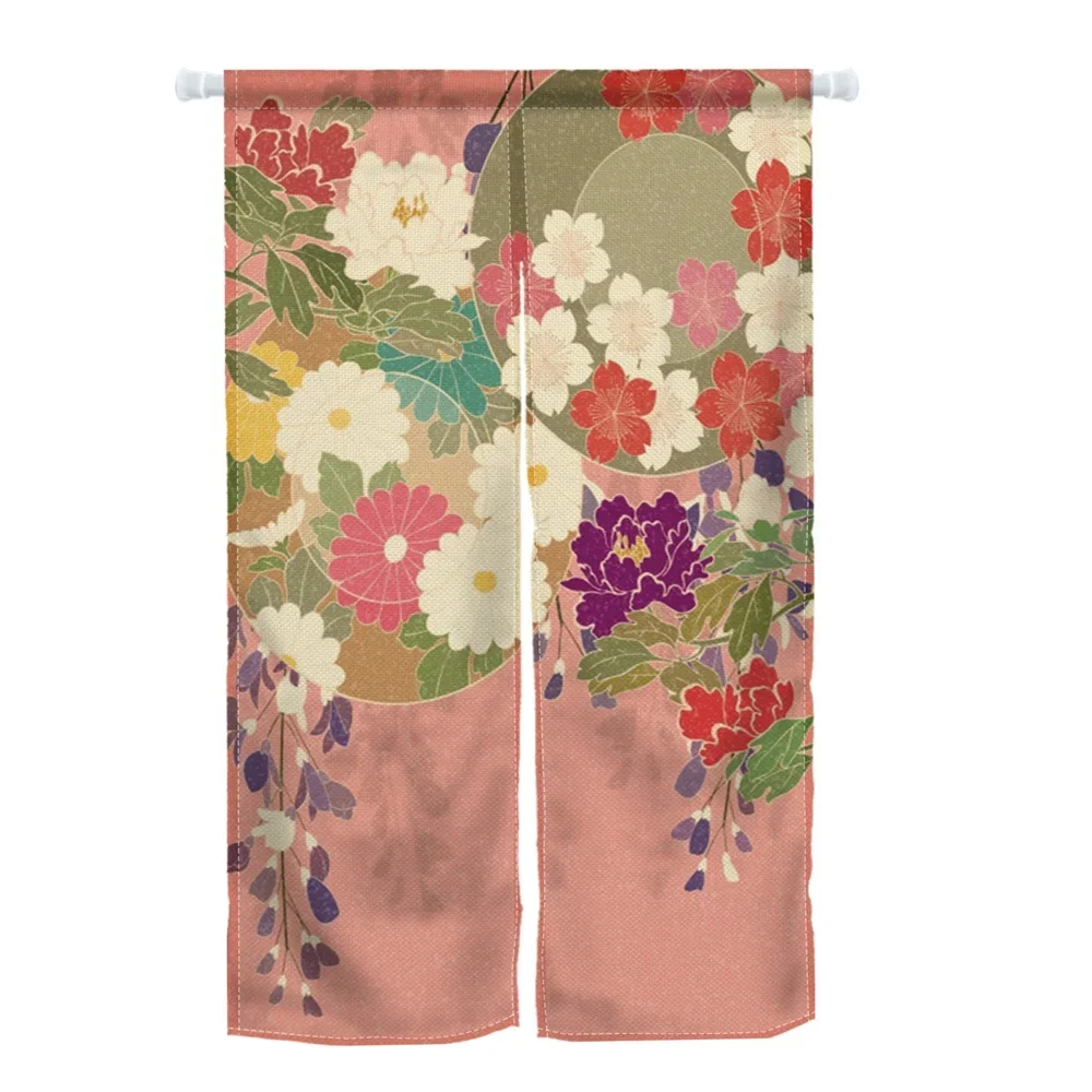 Flower Chrysanthemum Cloud Door Curtain Kitchen Bedroom Bathroom Corridor Partition Half Curtain Entrance Noren Room Decoration