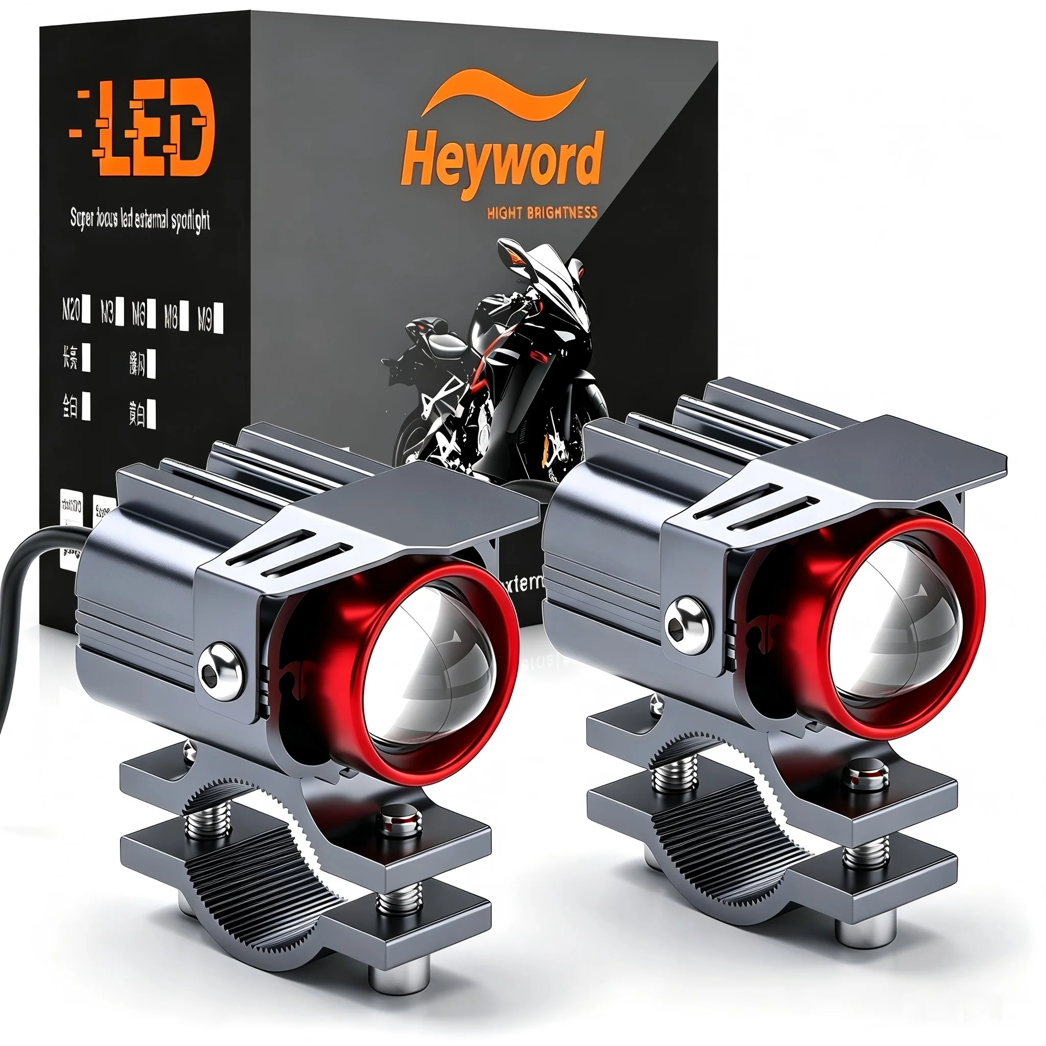 Heyword Motorcycle LED Auxiliary Spotlight Two Tone Motorcycle LED Exterior Motorcycle Light ATV Scooter Driving Light