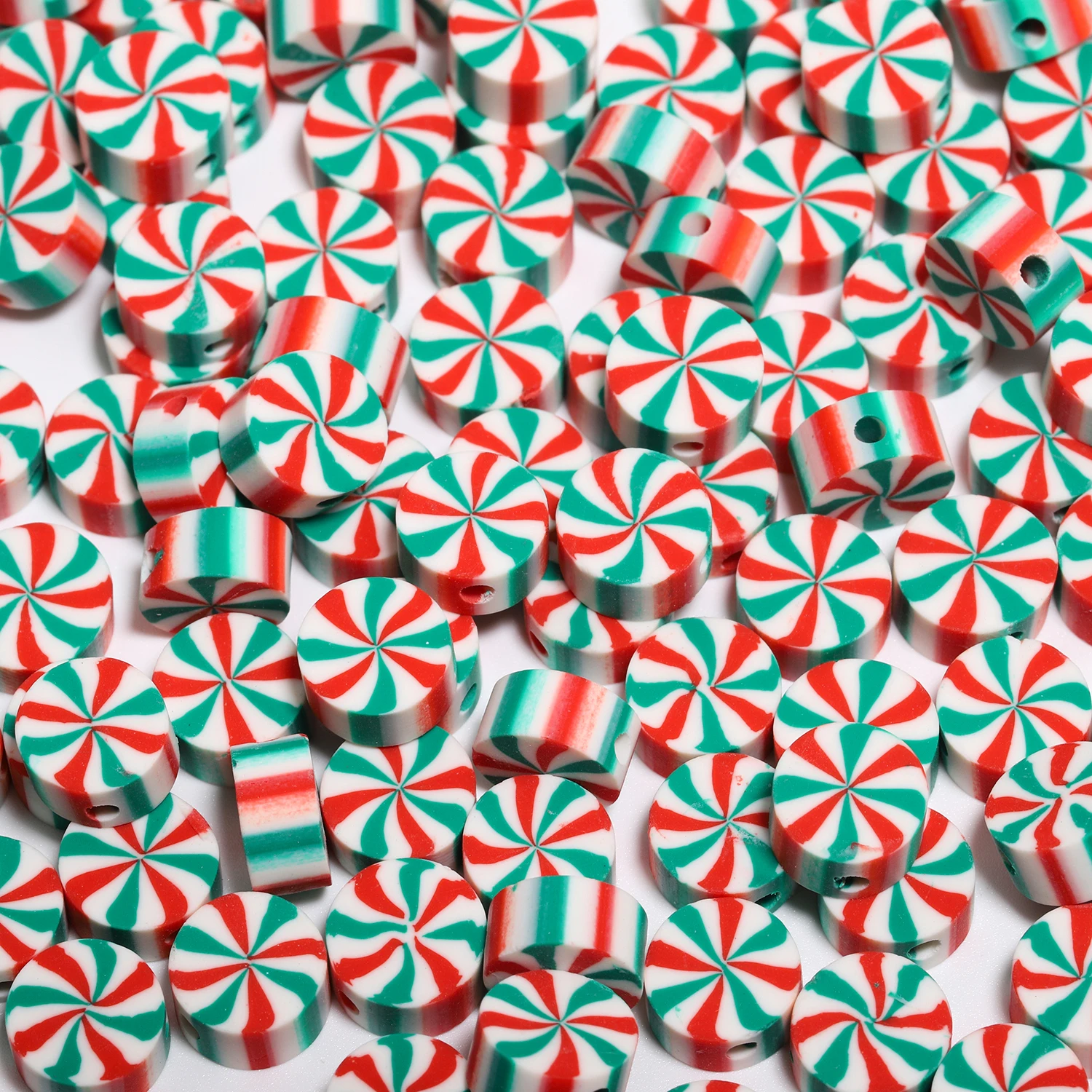 50-100Pcs/Lot Christmas Candy Polymer Soft Clay Beads Loose Spacer Beads For DIY Jewelry Making Bracelet Necklace Accessories