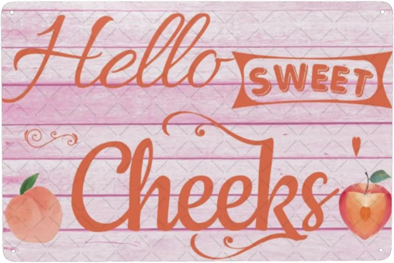 DZQUY Hello Sweet Cheeks Bathroom Decor Sign Funny Farmhouse Peach Wall Decor Meal Tin Sign Wall Art Bathroom Door Decor Home Re