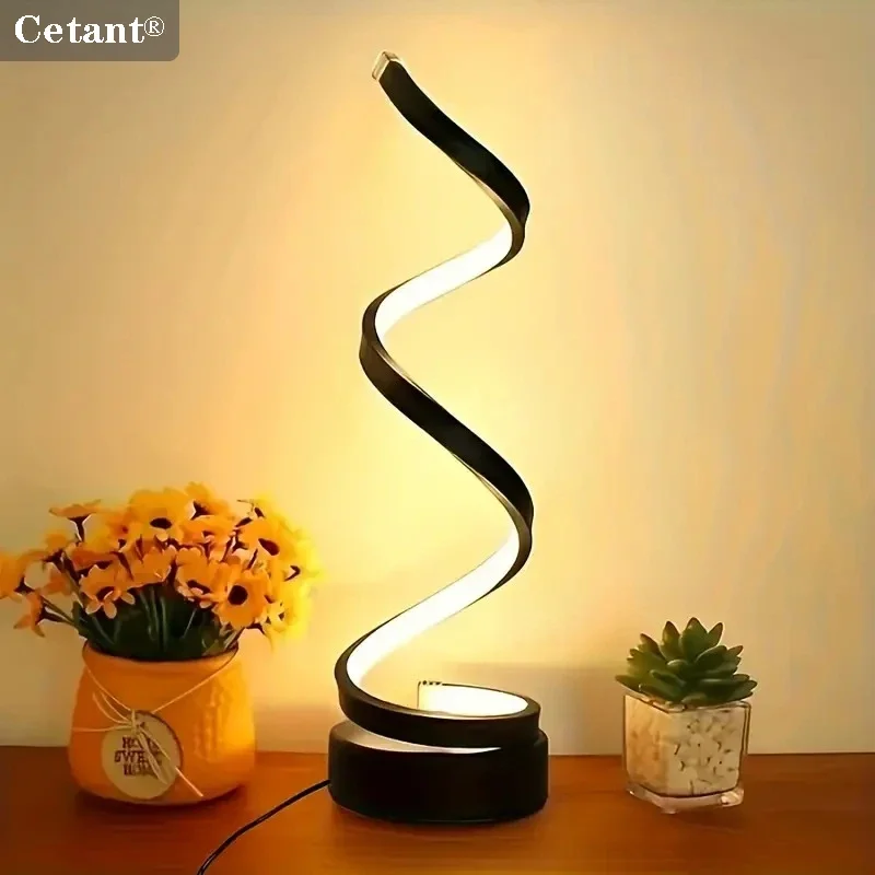 Modern LED Table Lamp Two Piece Spiral Home Decorative Desk Lamp Bedroom Bedside Lamps Living Room Office Indoor Led Lighting