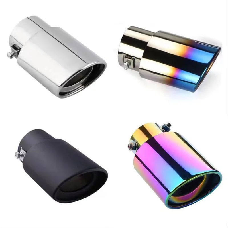 Automobile exhaust muffler tip single outlet round stainless steel rear rear chrome plated round exhaust muffler modified automo