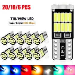 Ampoules LED W5W T10 Canbus 4014 SMD 6000K 168 194, 20/10/6/2 Pièces, Éclairage d'Nikde Voiture, Lampe de Signalisation pour Planificateur de Lecture