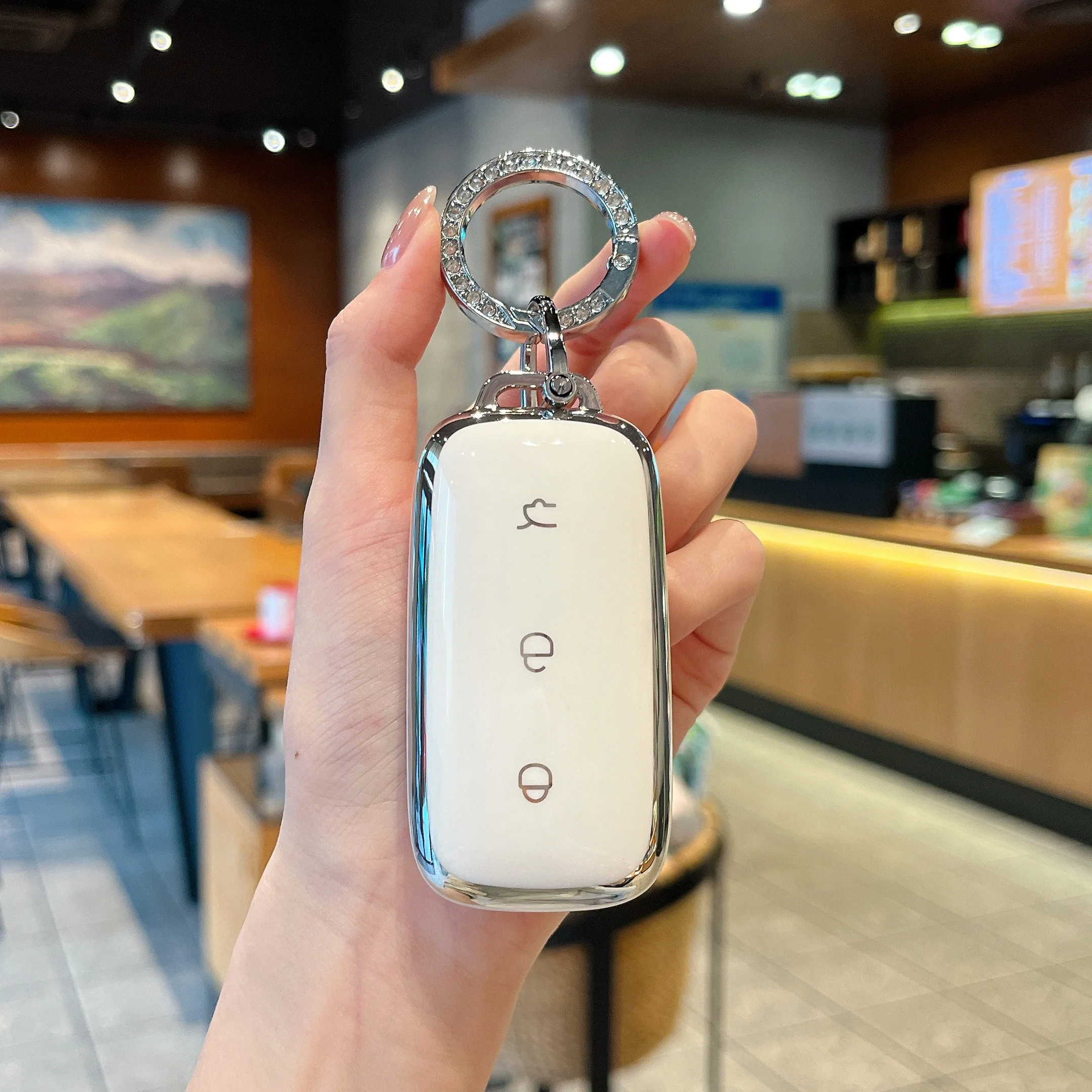 Für Geely Galaxy Autoschlüsselhülle Bling Diamant Schlüsselanhänger für L7 L6 E5 E8 Starship 7 EM-i Damen TPU Schlüsselhülle – Detail 3