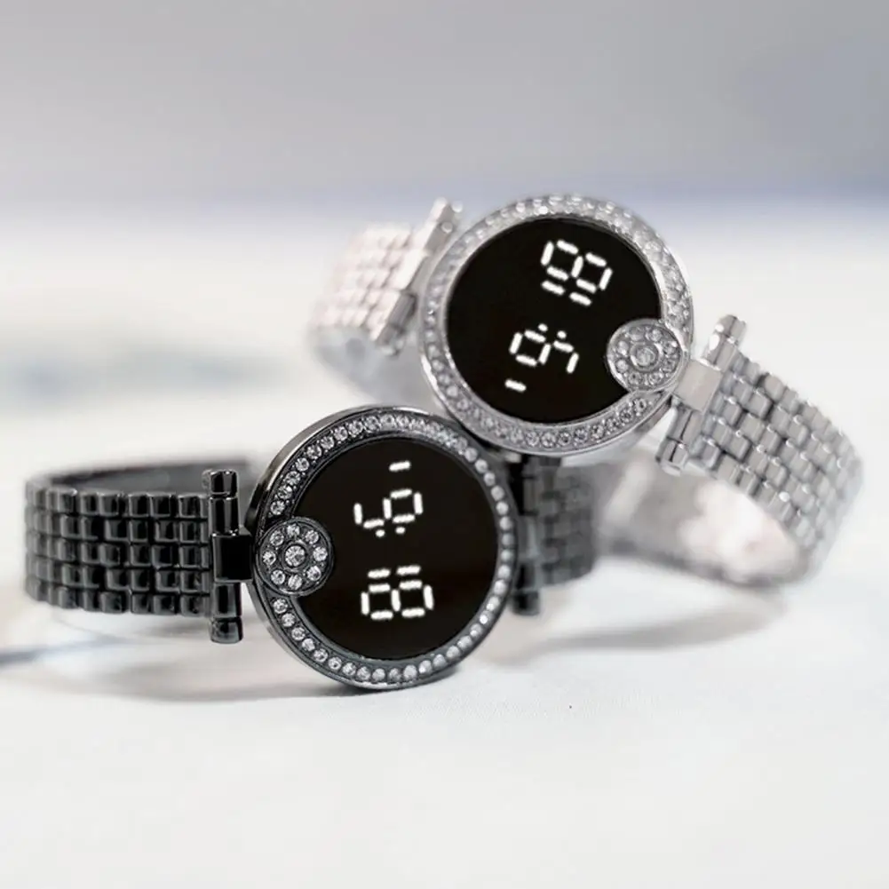 Цифровые часы Life Водонепроницаемые многофункциональные электронные часы с сенсорным управлением Повседневные унисекс круглые светодиодные цифровые часы со стразами