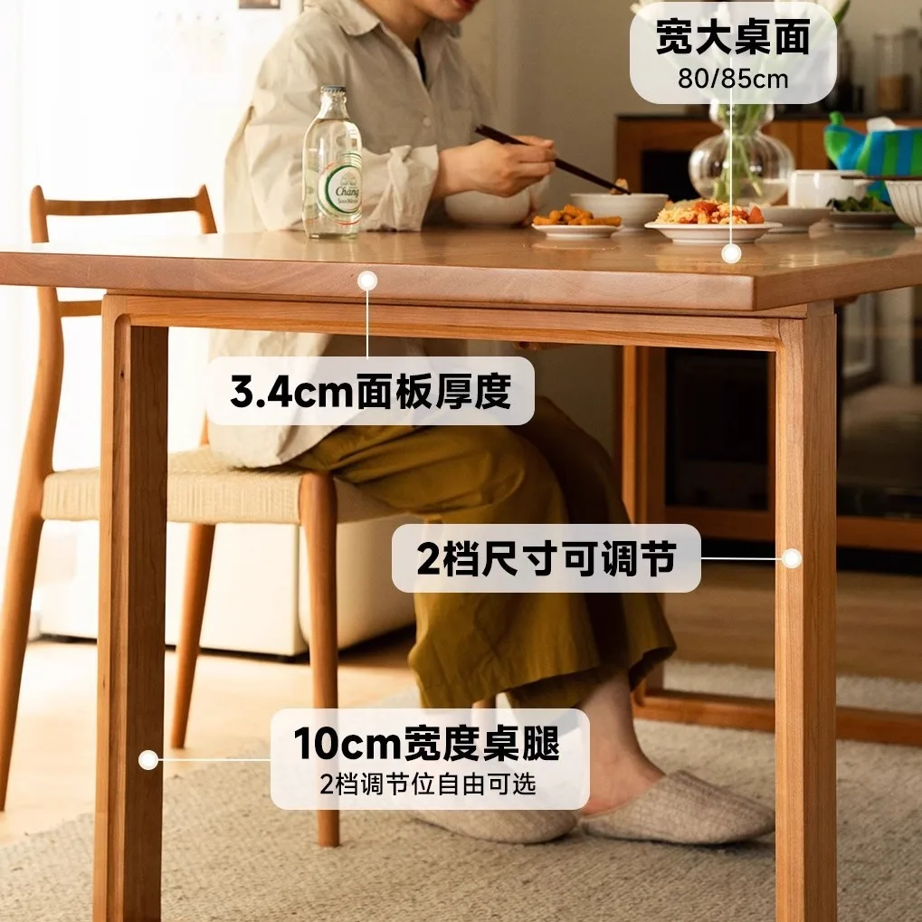 Mesa de jantar doméstica de madeira de cerejeira personalizável retângulo sala de estar japonesa pequena unidade mesa de jantar