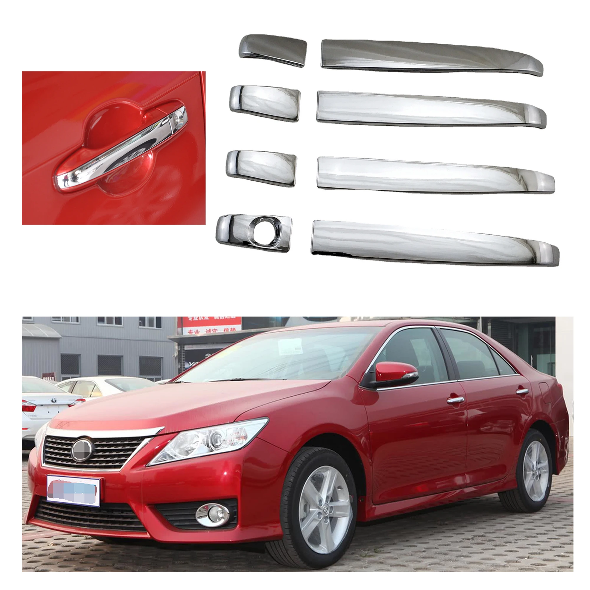 The High Quality 8pcs Chrome Plated Door Handle Cover Auto For Toyota Camry 2012 2013 2014 2015 Car Trim