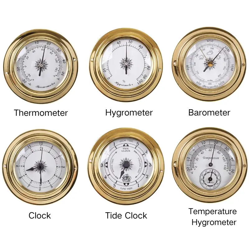 Wall Mounted Household Dial Barometer Thermometer Hygrometer Pressure Temperature Humidity Clock for Tide Clock