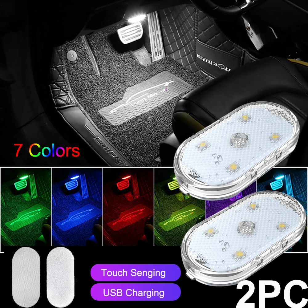 LED Interior Car Touch Light Mini Size Rechargeable Car inspection lights Auto Reading Lamp Nylon Sticker Dome Light