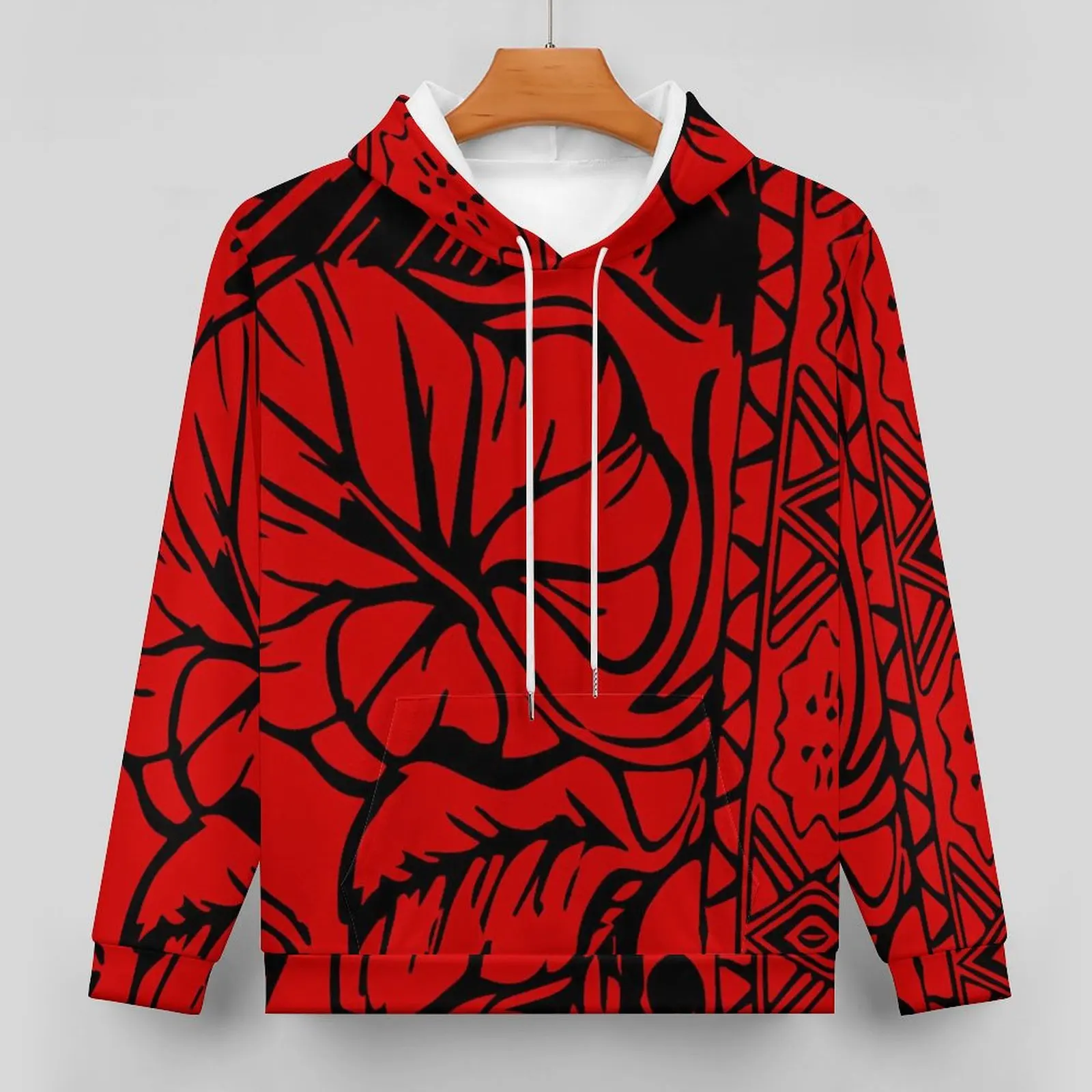 Polynesia Print Style Hoodie Samoa Customizable Multi Pattern Hoodie Men Red and Black Hoodie Hot Sale