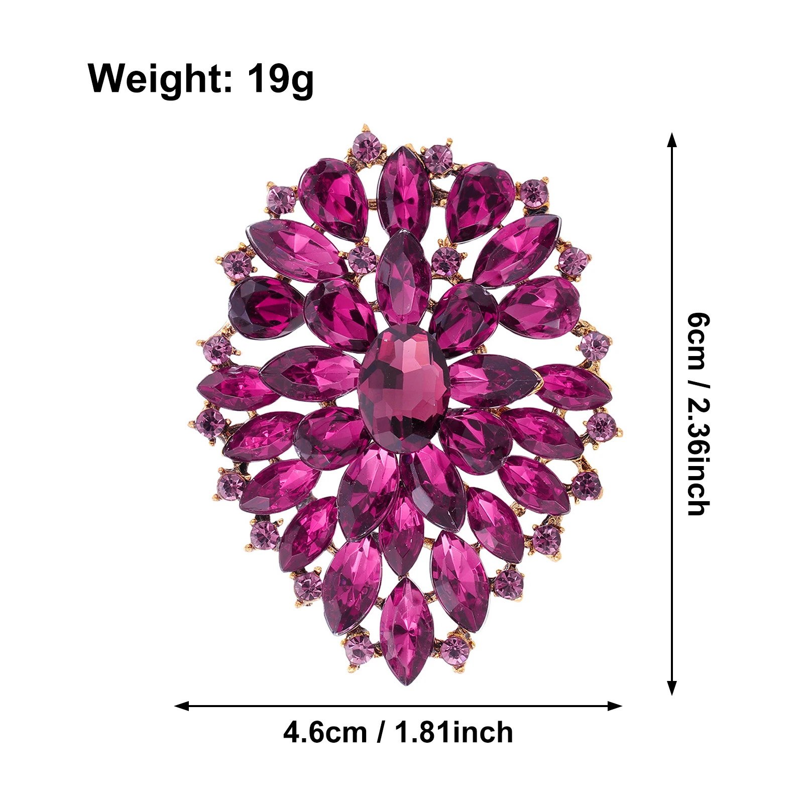 Image 7: Broche en alliage de zinc avec strass et verre, épingle à cravate en cristal, design élégant et durable pour les soirées, les affaires et les femmes.