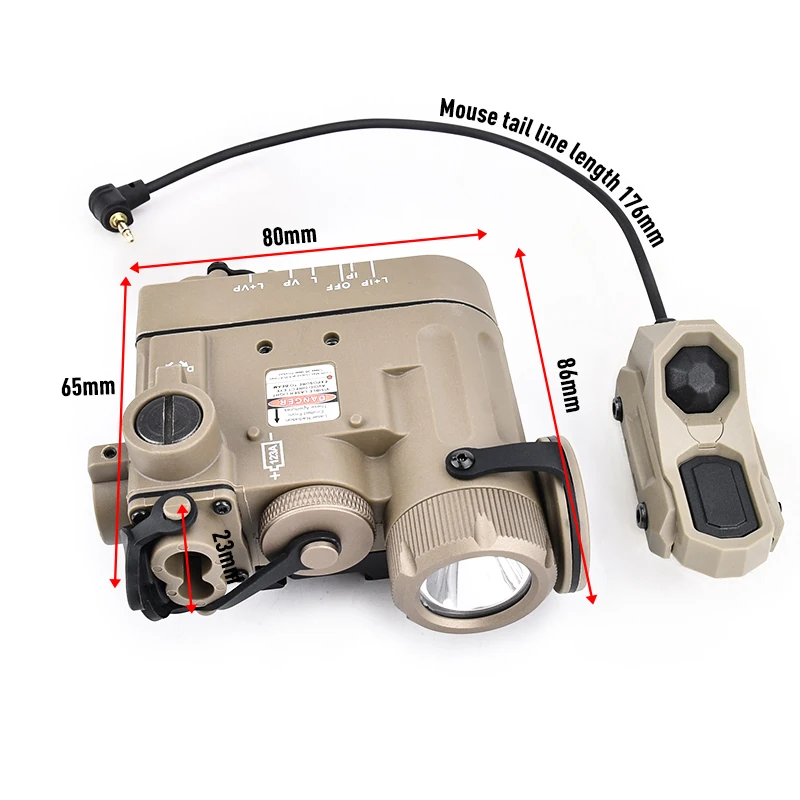 タクティカルDBAL D2レーザー懐中電灯AXONスイッチ赤外線レーザー白色赤外線LEDライトエアソフトハンティングギア20MMシステム対応