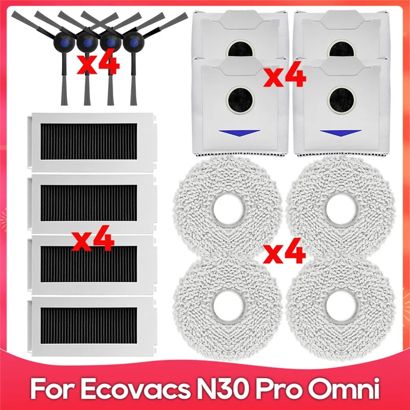 【Berserk】لـ Ecovacs Deebot N30 Omni / N30 Pro Omni ملحقات أجزاء فرشاة جانبية فلتر Hepa ممسحة كيس لجميع الغبار