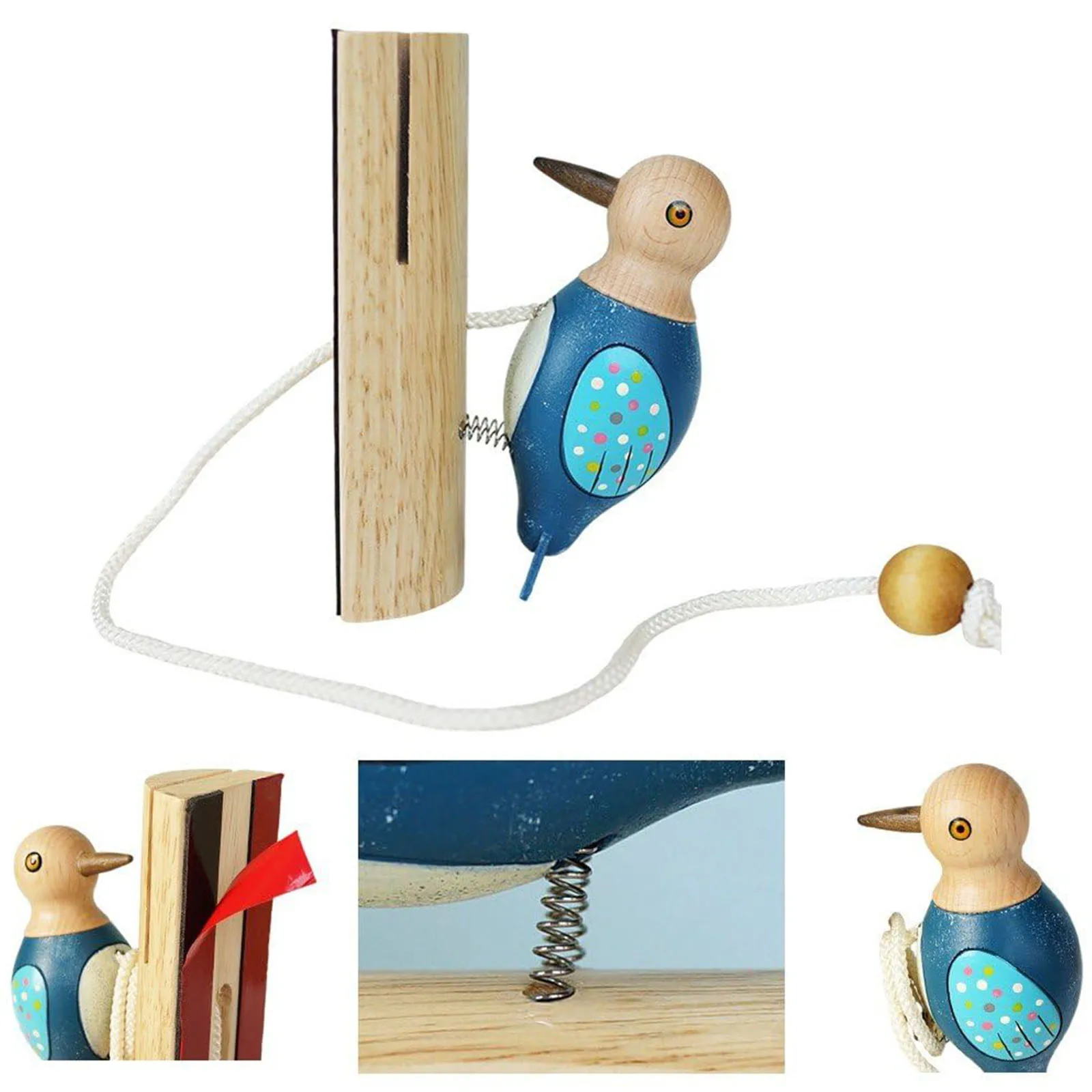 

Деревянный дверной колокольчик-попугайчик с тяговым механизмом, милый птичий дверной звонок, ручной работы, креативный колокольчик-попугайчик для дома, школы, усадьбы