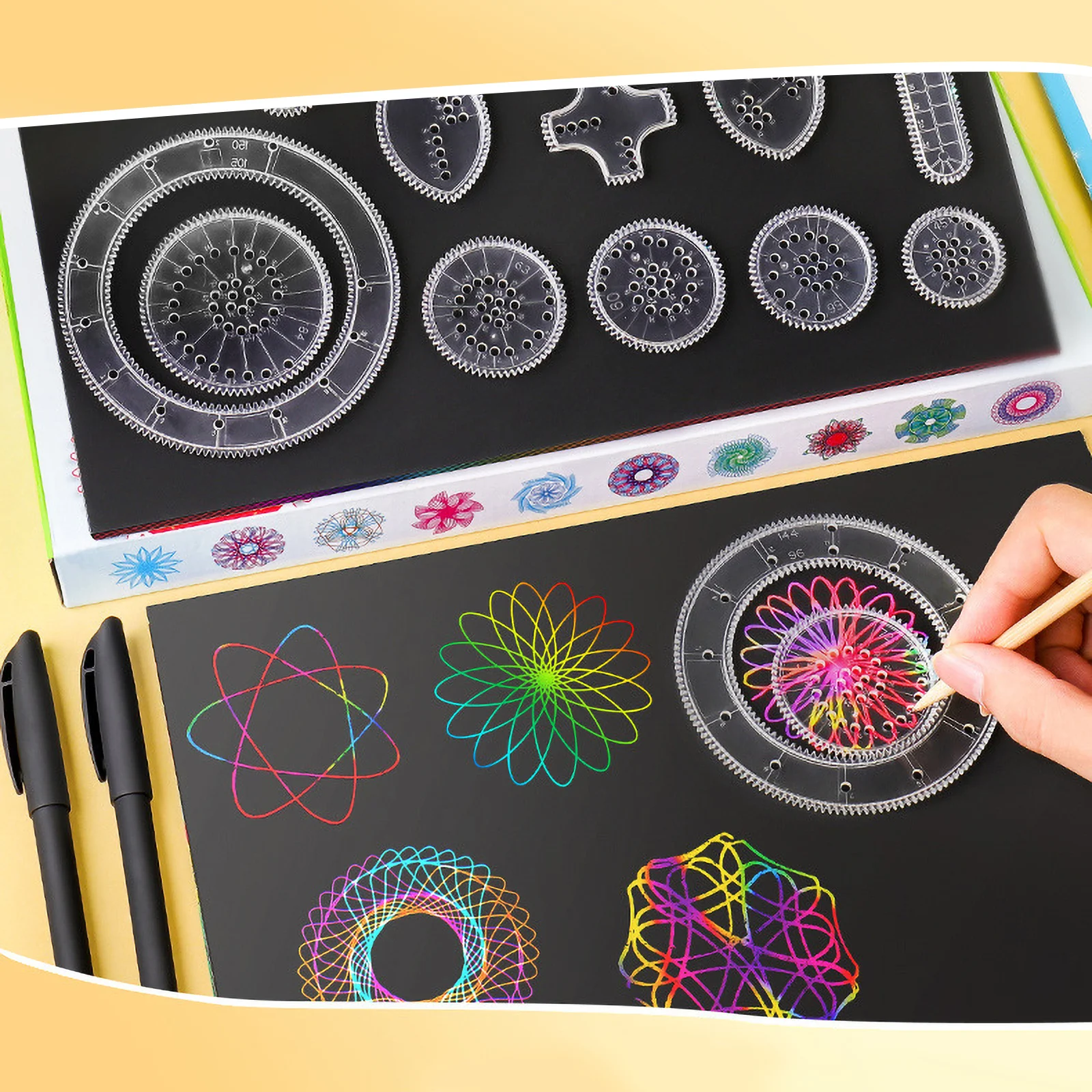 1Set Wanhua Painting Ruler Set Hollow-Out Drawing Templates Creative Educational DIY Art Kit for Portable Lightweight