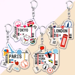 Hot Boarding Pass Keychains for Accessories Bag  NEW YORK TOKYO SEOUL PARIS LONDON Travel Souvenir Tickets Keyring Friends Gifts