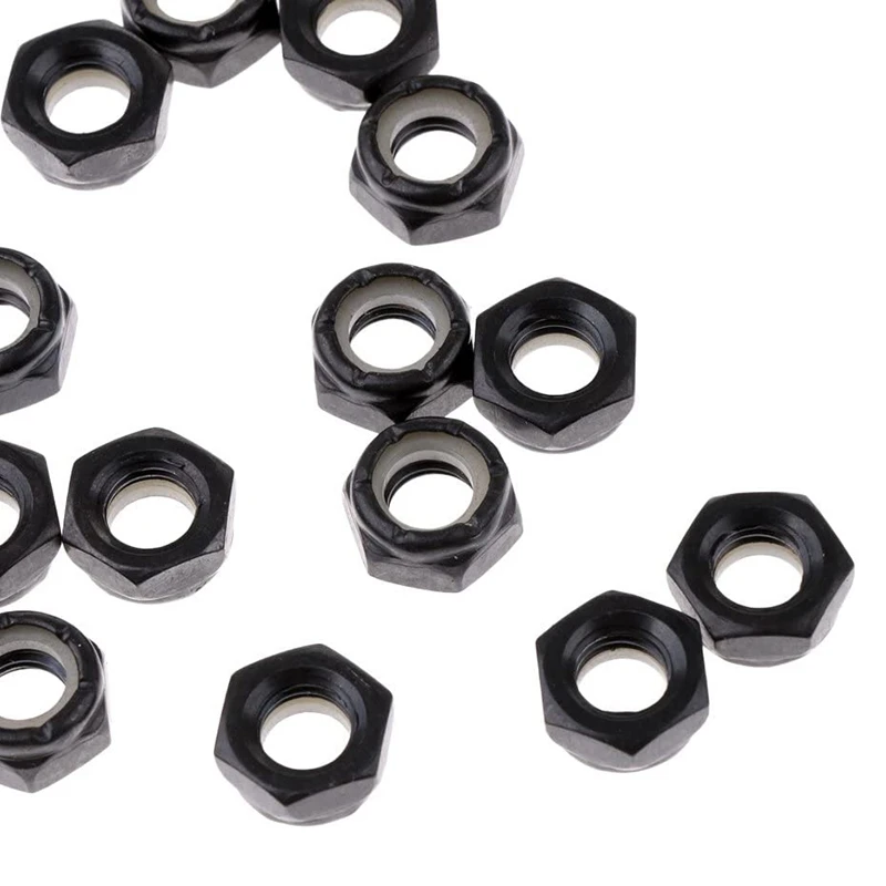 50Pcs Sturdy Skateboard Longboard Trucks Wheels Replacement Axle Nuts Hardware Black Skateboard Trucks Axle Nuts