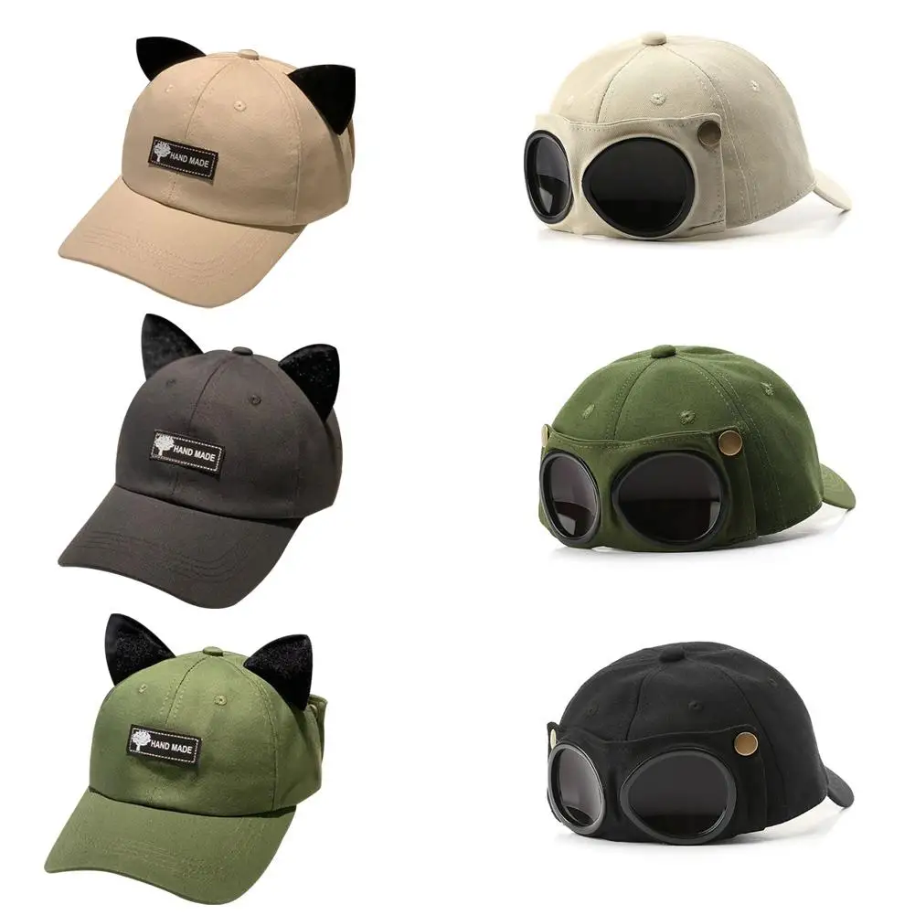 Fashion Aviator Glasses Baseball Cap Personality Sunglasses Hat Reversible Hip Hop Streetwear Duckbill Cap For Men Women