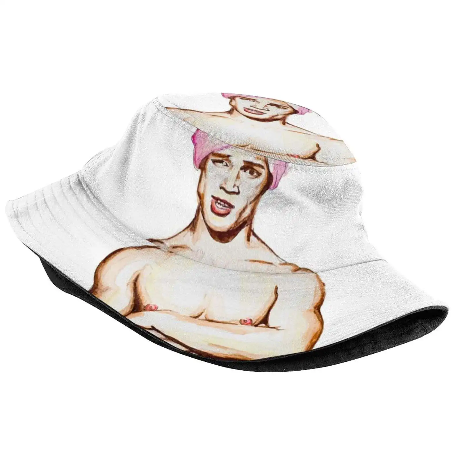 Beauty Sun Cap Fisherman Hat Bucket Hats Gay Male Men Muscle Vintage Homoerotic Watercolor Sketch Lgbt Man Sexy Watercolour