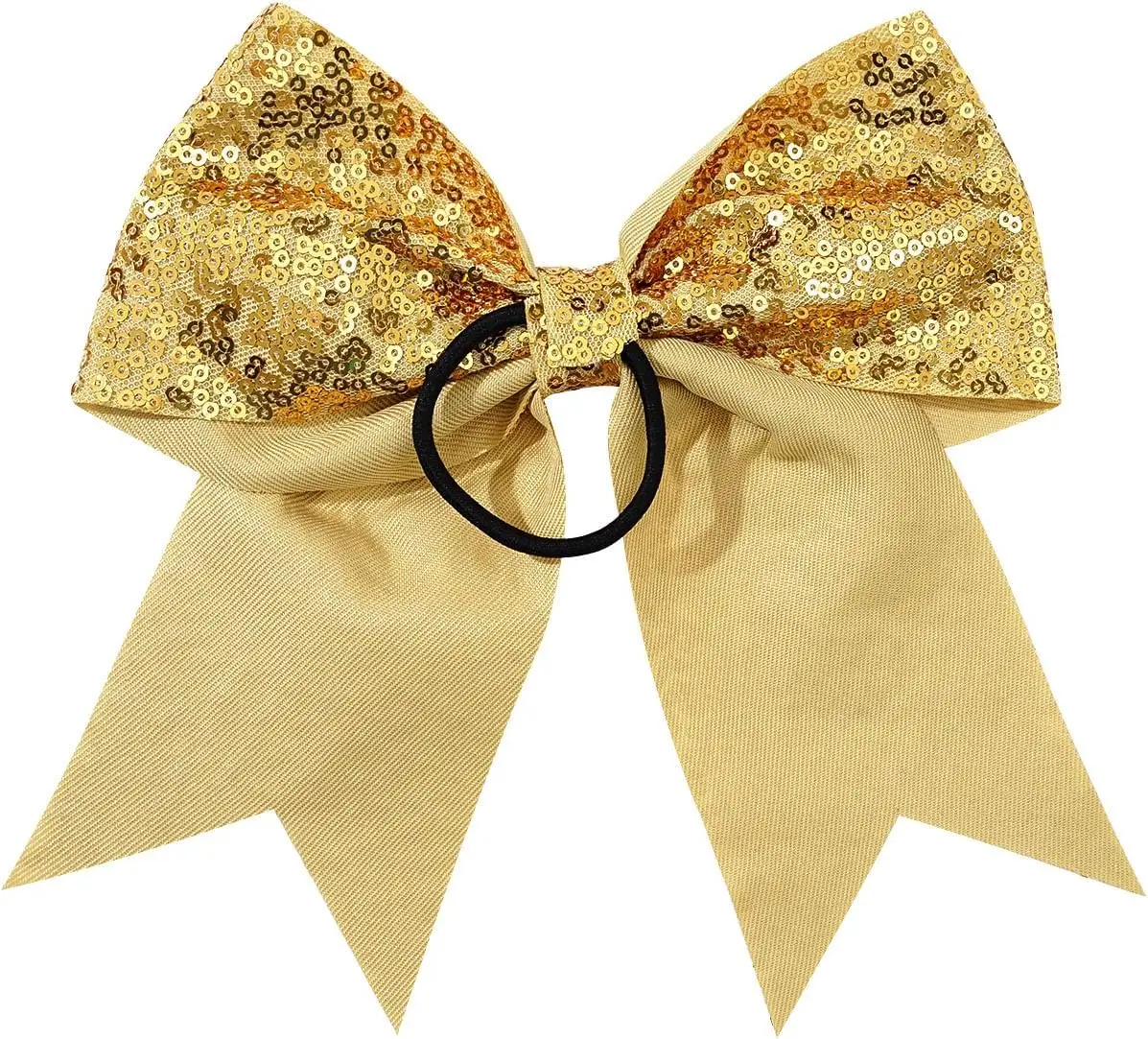 12pcs Bling Glitters Sequins Pigtail Bows for Kids Large Sparkly Cheerleading Bowknot Ponytail Holder Girls Elastic Hair Ties