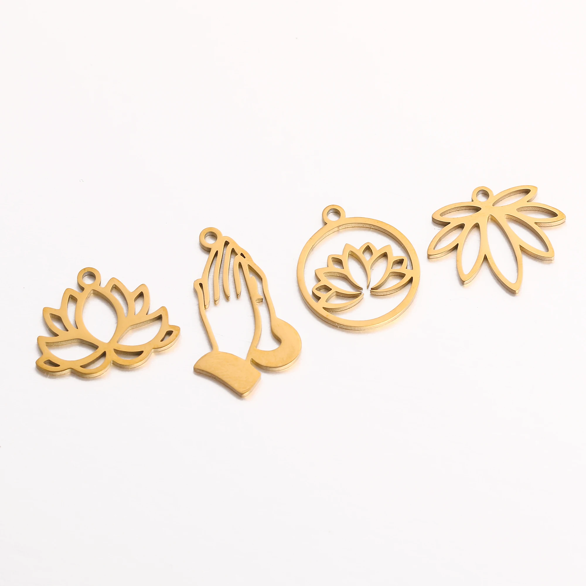 5 teil/los Edelstahl Charms Für Schmuck Machen Yoga Lotus Blume & Taiji Religion Amulett Anhänger Diy Ohrringe Halskette Armband – Detail 3