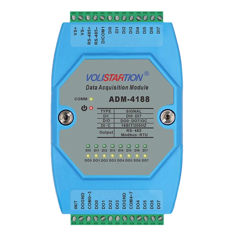 ADM-4188 8-kanaals schakelingang/uitgang 8DI/DO acquisitiemodule 485 modbus