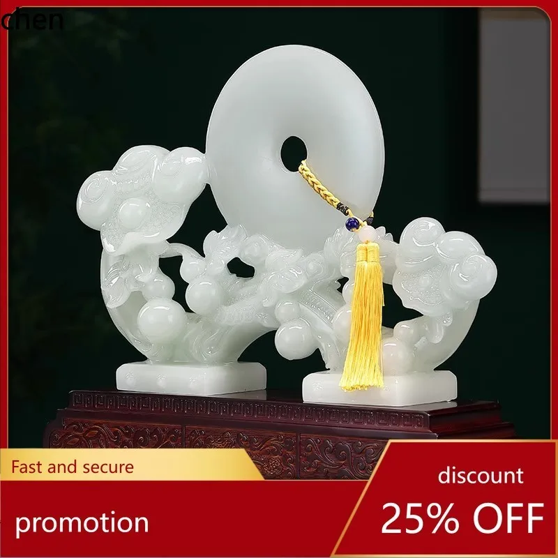 CZ Jade Peace and Happiness Ornament for Living Room, Entryway Decoration, TV Cabinet, New Home Housewarming Gift