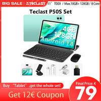 Teclast P50S Set, 11 Inch Tddi Tablet, 8000Mah, Android 14 Os, (4Gb+6Gb Expansion)10Gb Ram, 128Gb Rom, Unisoc T606 Octa Core, 1280X800, Type C, Keyboard/Case/Mouse/Stick Pencil/Headset/Stand