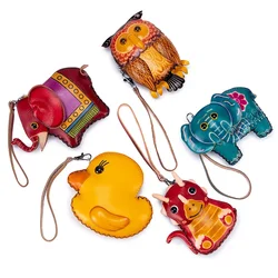 Cow Leather Cute Chicken Shaped Coin Purse Girls Woman Student Mini Creative Wallet Children Gifts Wrist Money Bag Key Bag