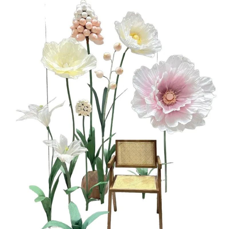 Landscaping pink simulated flower art ornament photo prop