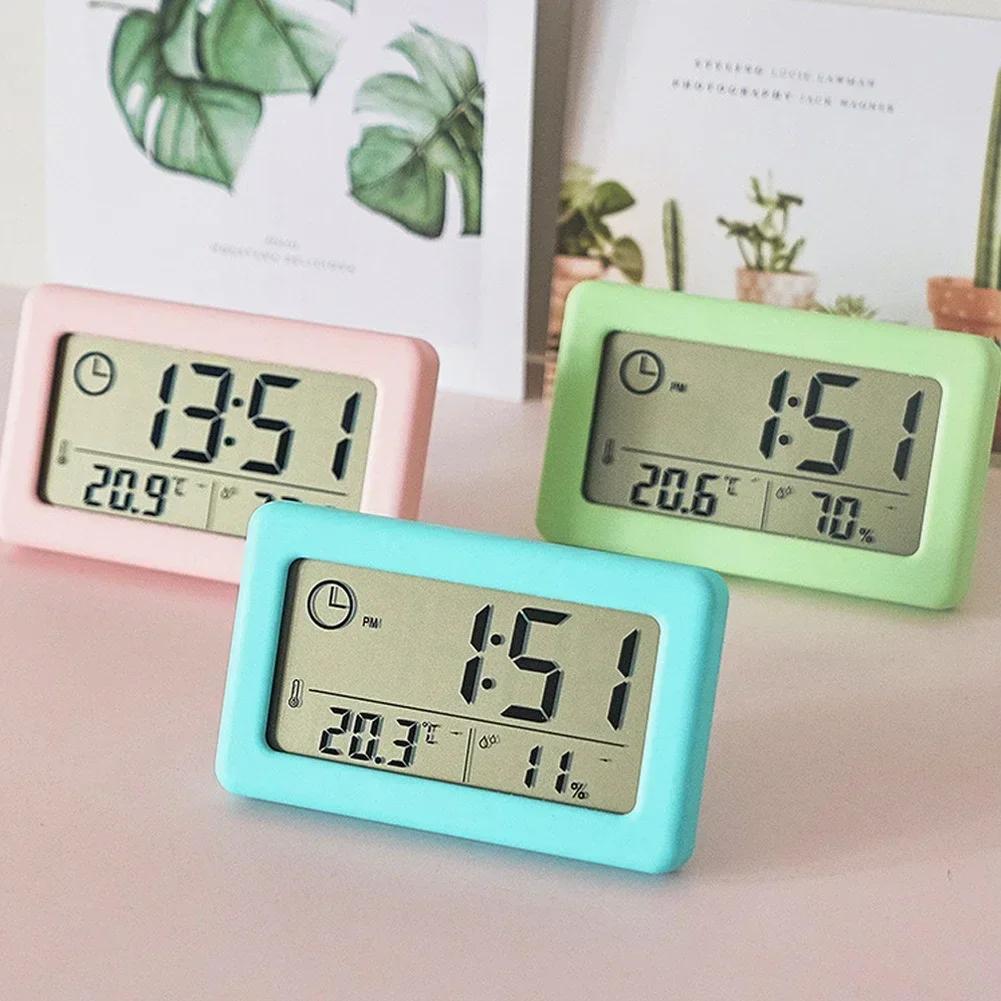 ساعة إلكترونية مكتبية صغيرة LCD للطاولة الرقمية لسطح المكتب والمنزل والمكتب الصامت وساعة عرض الوقت