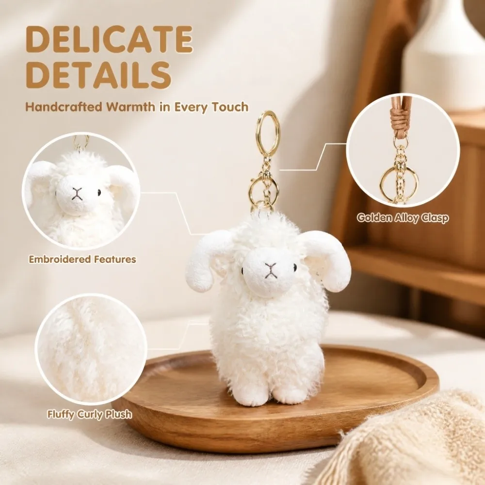 Trend Fluffy Sheep Pendant Soft Cartoon Plush Keychain Curly Wool Creative Bag Charm Girls