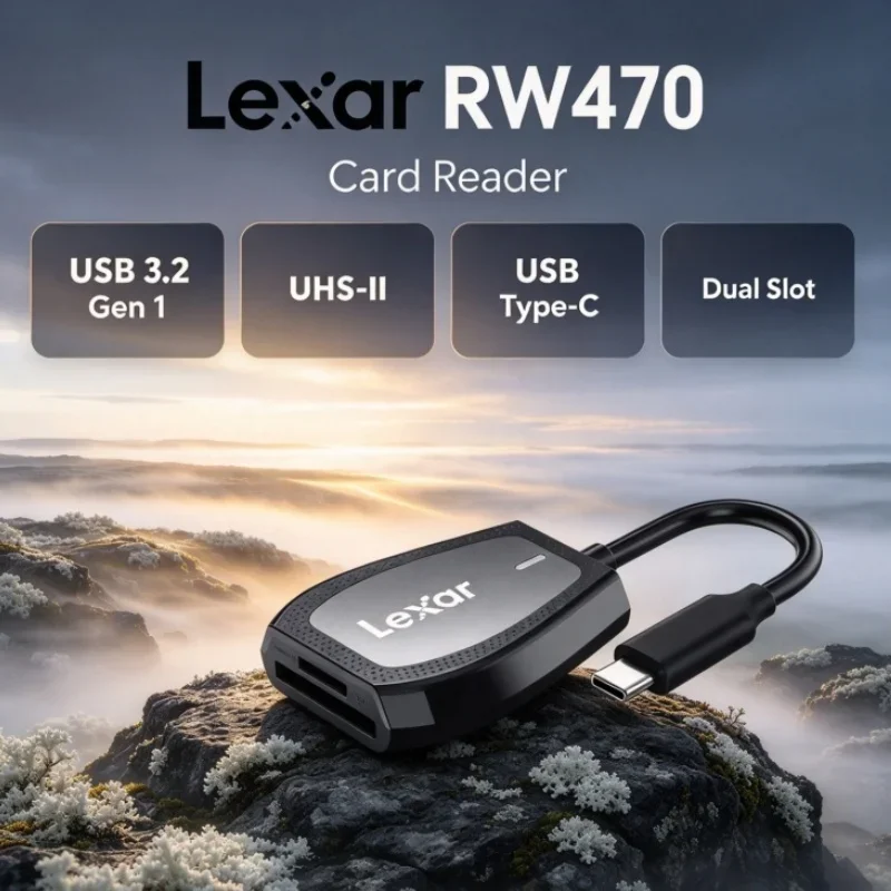 Lexar RW470 2-in-1 Card Reader SD microSD UHS-II Type-C USB 3.2 Gen 1 for Data Transfer