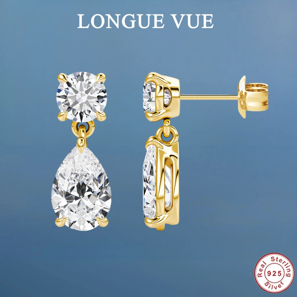 

100% Real Moissanite Dangling Earrings For Women Lab Diamond Eardrop 925 Sterling Silver Jewelry Girl Valentine's Day Gift